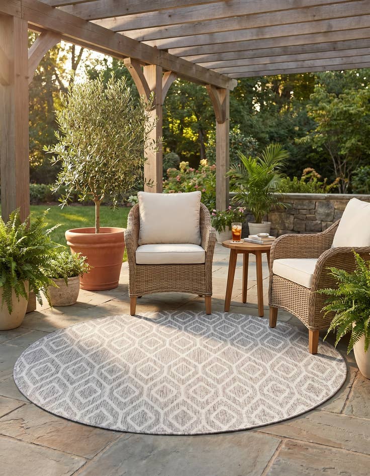 Detail image of 4' x 4' Easy-Clean Jill Zarin Turks and Caicos Indoor / Outdoor Round Rug