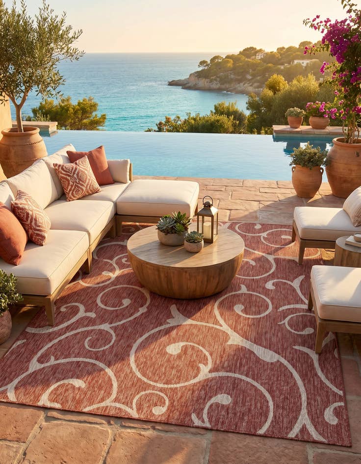 Detail image of 7' 10 x 11' Easy-Clean Botanical Indoor / Outdoor Rug