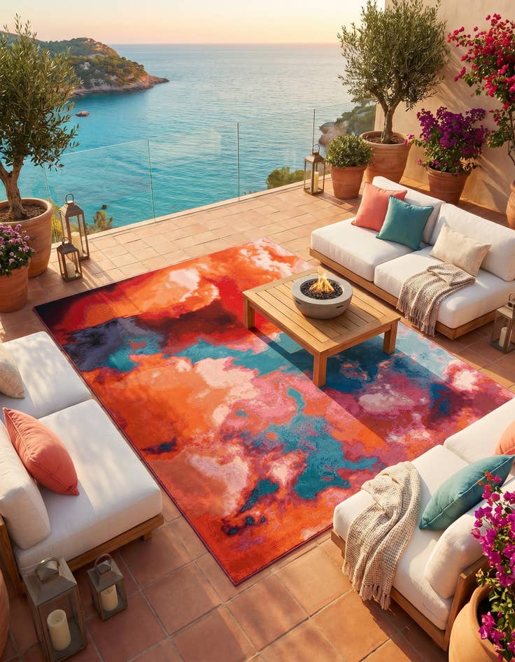 Detail image of 7' 10 x 10' Easy-Clean Modern Indoor / Outdoor Rug