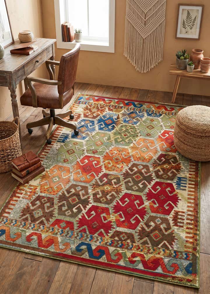 4' x 6' Easy-Clean Southwestern Indoor / Outdoor Rug