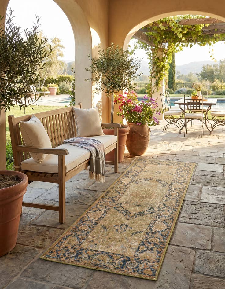 Detail image of 2' 7 x 5' 3 Easy-Clean Traditional Indoor / Outdoor Runner Rug