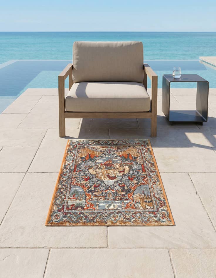 Detail image of 2' x 3' Easy-Clean Traditional Indoor / Outdoor Rug