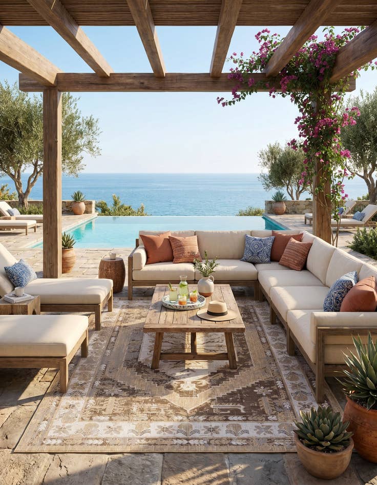 Detail image of 7' 10 x 11' Easy-Clean Traditional Indoor / Outdoor Rug