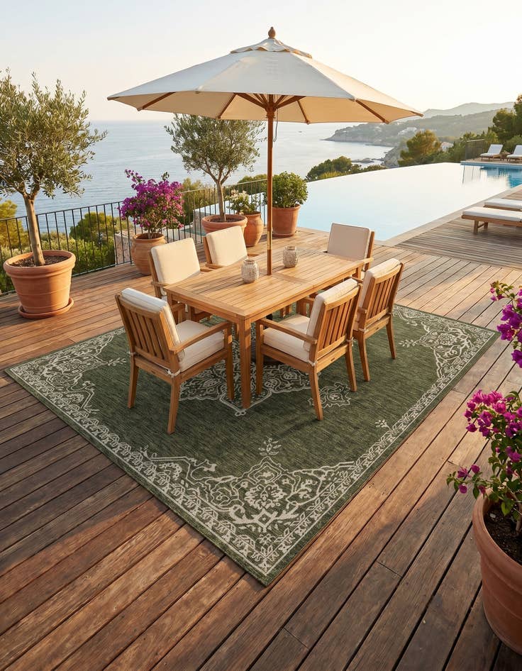 Detail image of 7' 10 x 10' Easy-Clean Traditional Indoor / Outdoor Rug