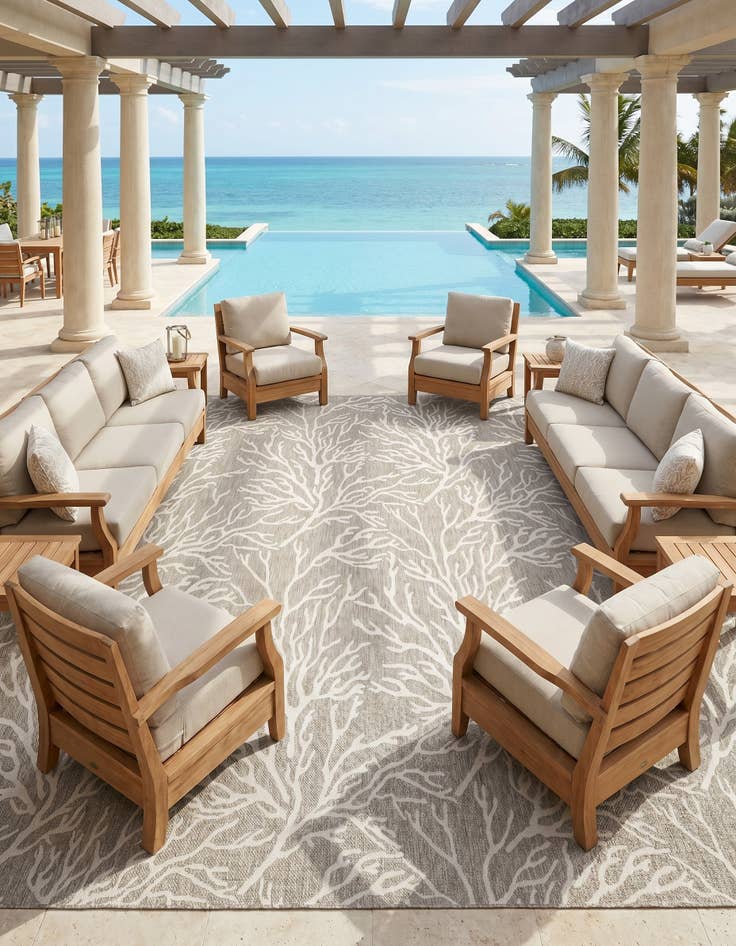 Detail image of 13' x 13' Easy-Clean Coastal Indoor / Outdoor Square Rug