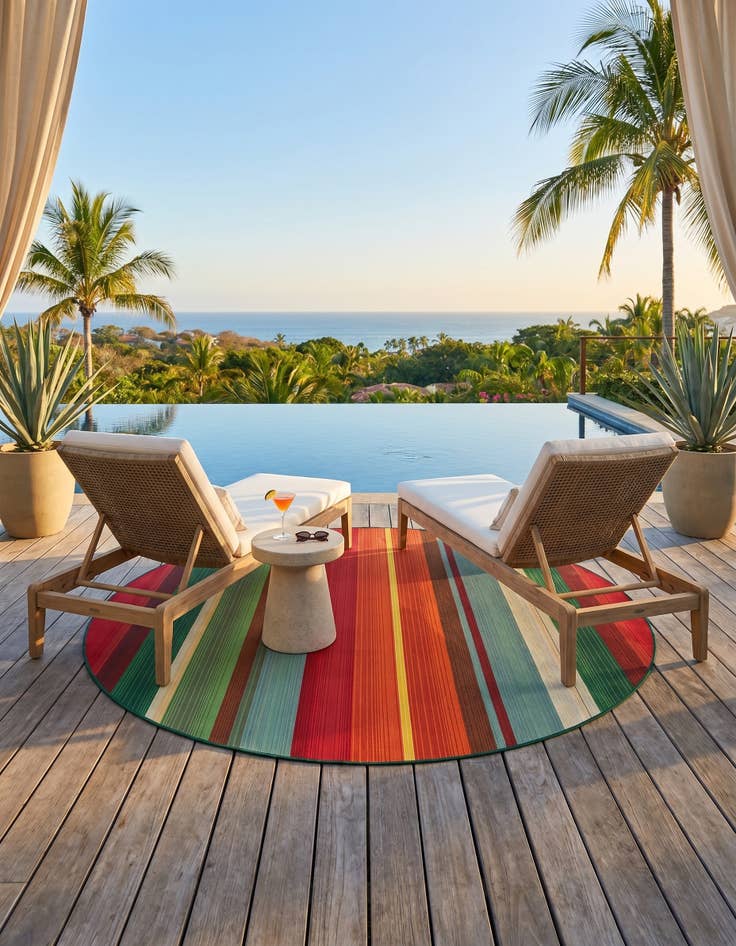 Detail image of 6' x 6' Easy-Clean Modern Indoor / Outdoor Round Rug