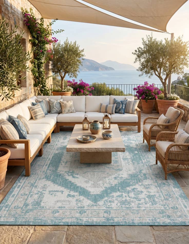 Detail image of 10' x 14' Easy-Clean Traditional Indoor / Outdoor Rug