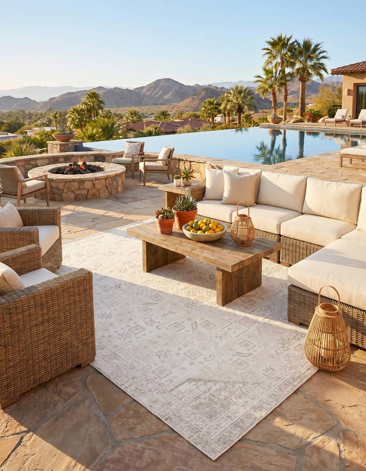 Detail image of 10' x 14' Easy-Clean Aztec Indoor / Outdoor Rug