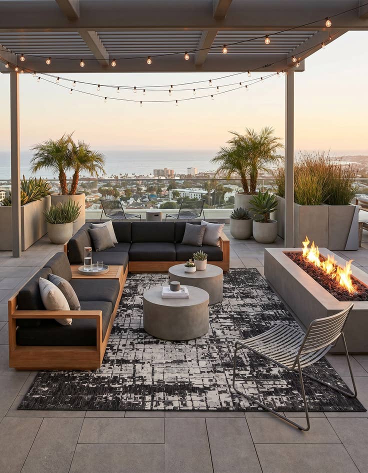 Detail image of 9' x 12' Easy-Clean Modern Indoor / Outdoor Rug