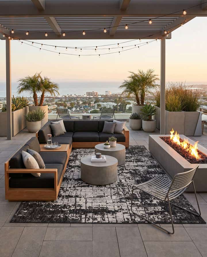 9' x 12' Easy-Clean Modern Indoor / Outdoor Rug
