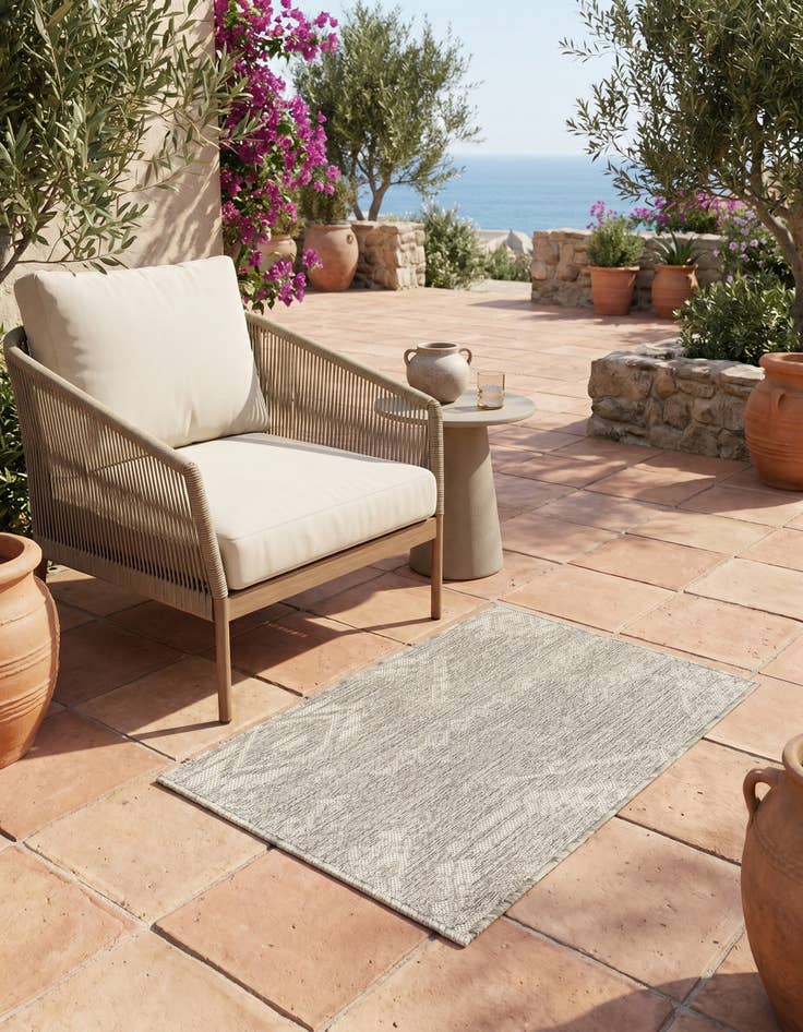 Detail image of 2' x 3' Easy-Clean Bohemian Indoor / Outdoor Rug