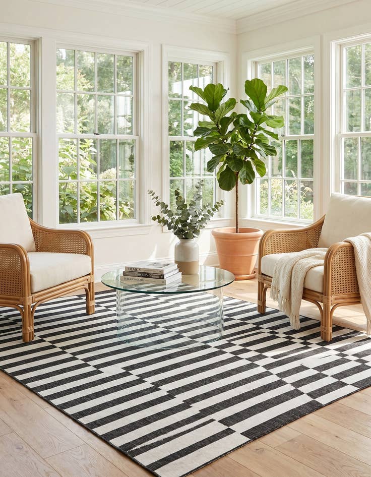 Detail image of 9' x 12' Easy-Clean Ribbon Indoor / Outdoor Rug