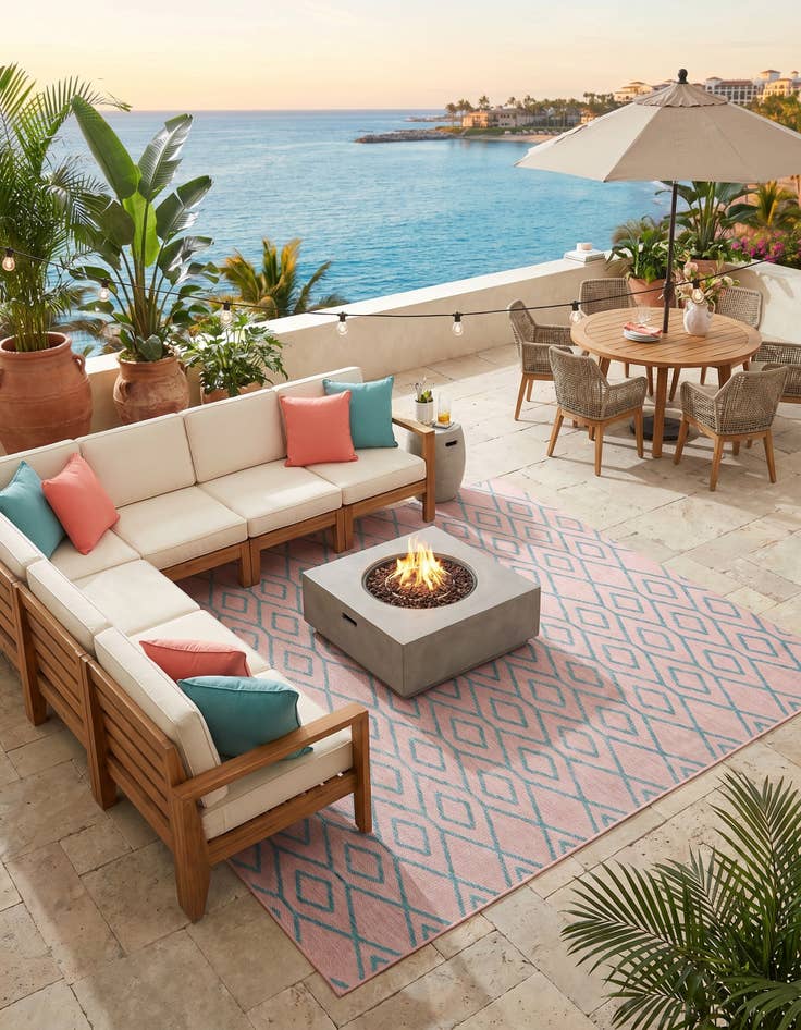 Detail image of 7' 10 x 7' 10 Easy-Clean Jill Zarin Turks and Caicos Indoor / Outdoor Square Rug
