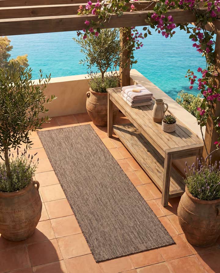 2' x 7' Easy-Clean Solid Indoor / Outdoor Runner Rug