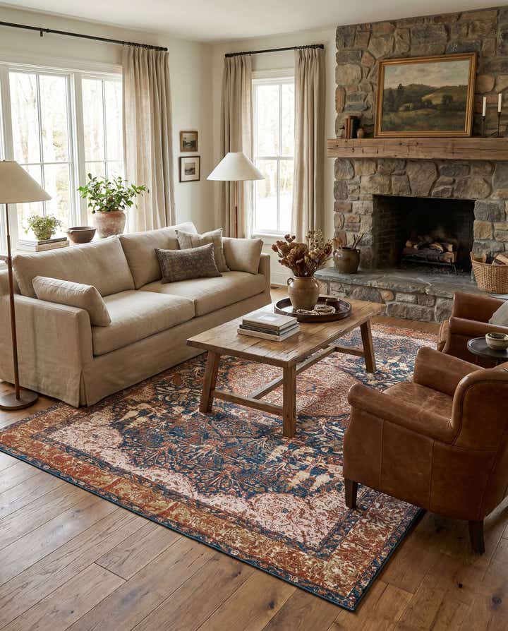 7' 10 x 10' Easy-Clean Traditional Indoor / Outdoor Rug