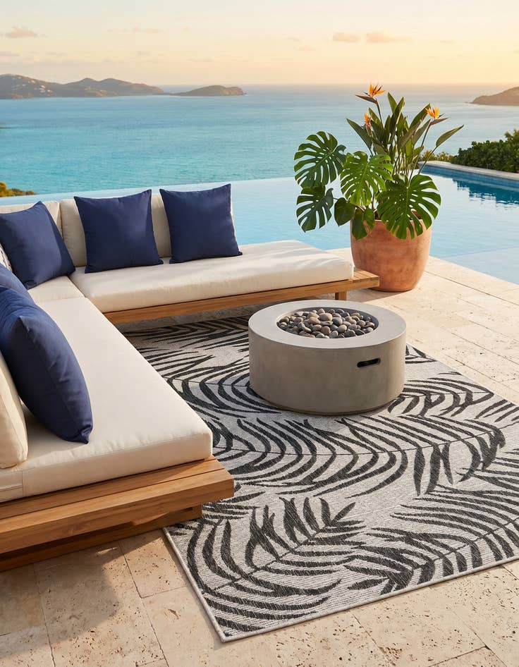 Detail image of 4' x 6' Easy-Clean Botanical Indoor / Outdoor Rug