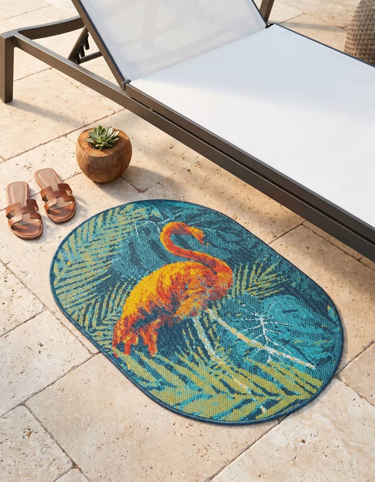 Detail image of 2' x 3' Easy-Clean Coastal Indoor / Outdoor Oval Rug