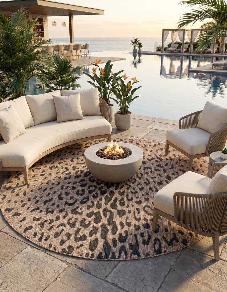 Detail image of 7' 10 x 7' 10 Easy-Clean Safari Indoor / Outdoor Round Rug