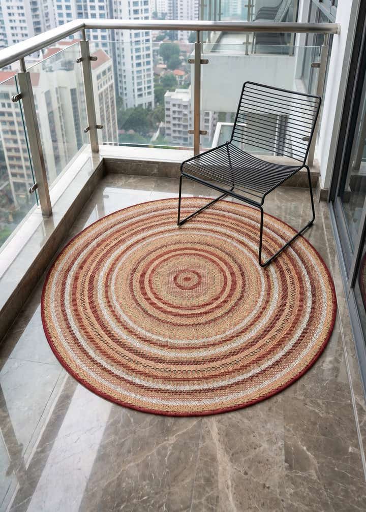 4' x 4' Easy-Clean Baja Indoor / Outdoor Round Rug