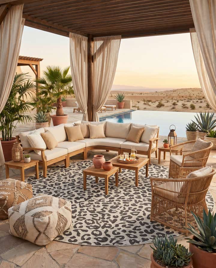 13' x 13' Easy-Clean Safari Indoor / Outdoor Round Rug
