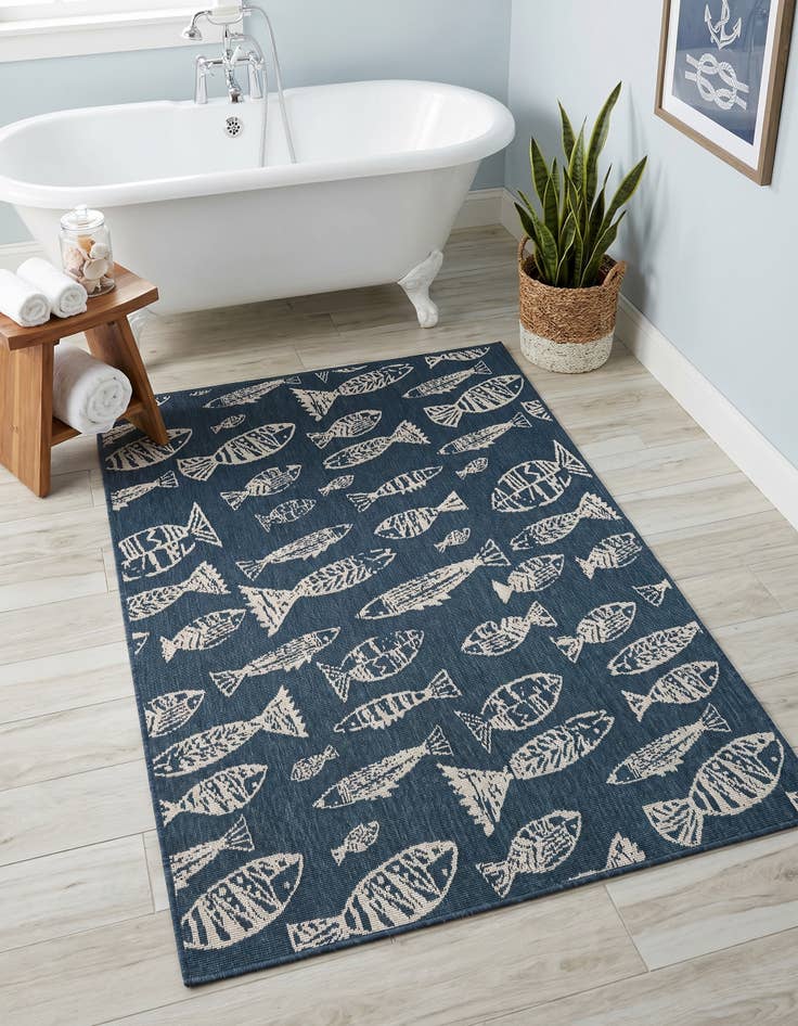 Detail image of 4' x 6' Easy-Clean Coastal Indoor / Outdoor Rug