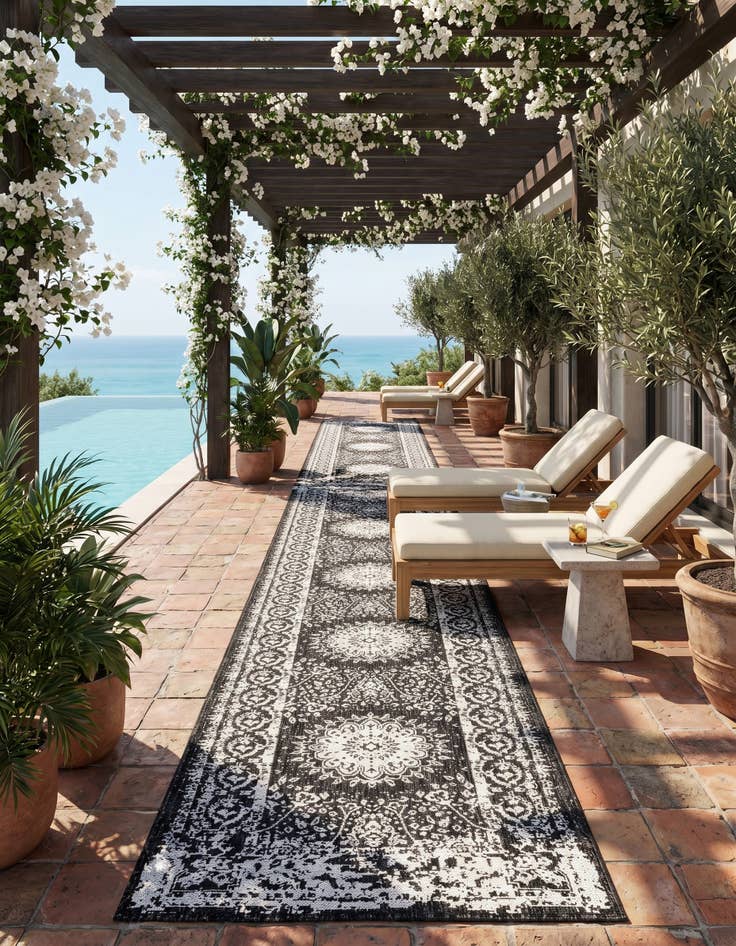 Detail image of 2' 7 x 12' Easy-Clean Traditional Indoor / Outdoor Runner Rug