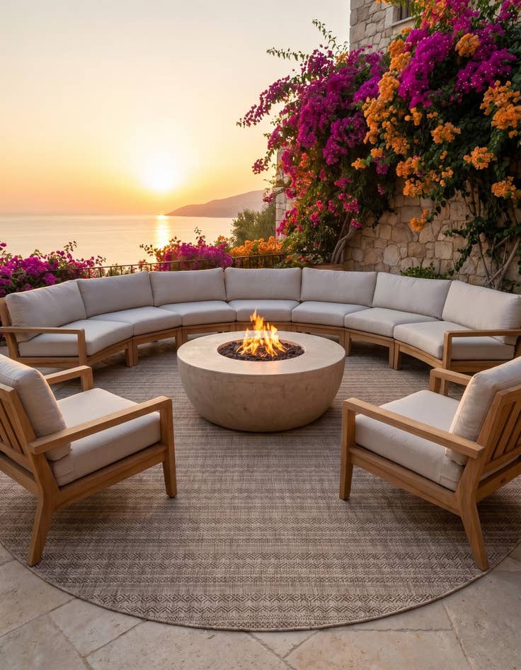 Detail image of 10' x 10' Easy-Clean Ribbon Indoor / Outdoor Round Rug