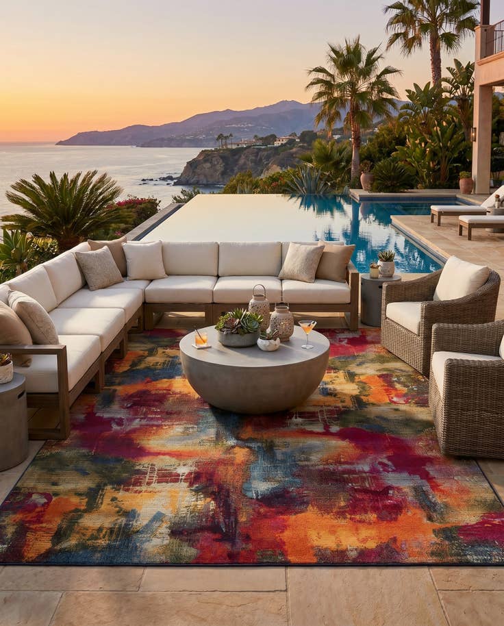 Detail image of 9' x 12' Easy-Clean Modern Indoor / Outdoor Rug