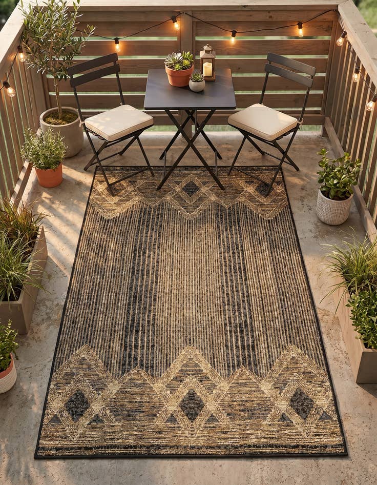 Detail image of 3' 3 x 5' 3 Easy-Clean Modern Indoor / Outdoor Rug