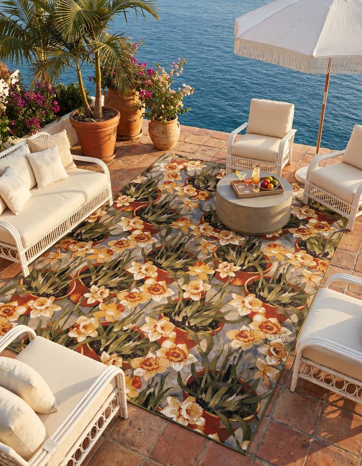 Detail image of 10' x 14' 2 Easy-Clean Botanical Indoor / Outdoor Rug