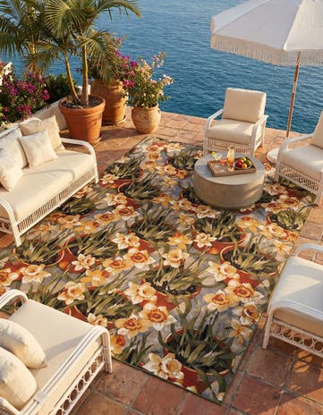 Easy-Clean Botanical Indoor / Outdoor Rug