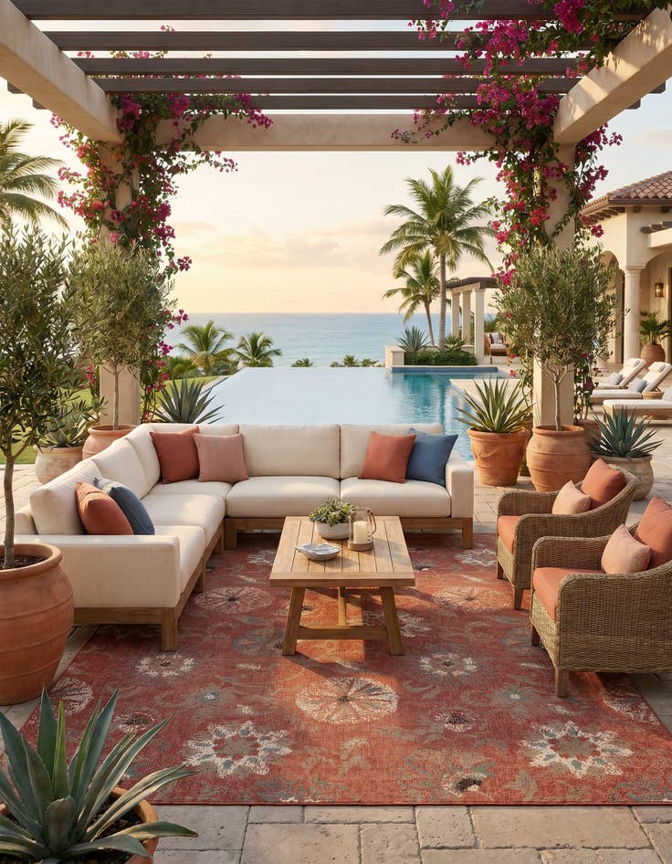 Detail image of 7' 10 x 10' Easy-Clean Botanical Indoor / Outdoor Rug