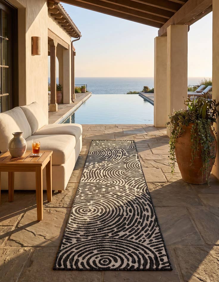 Detail image of 2' x 8' Easy-Clean Modern Indoor / Outdoor Runner Rug