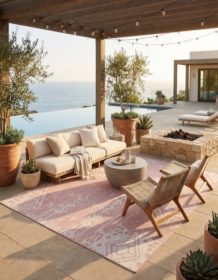 Detail image of 9' x 12' Easy-Clean Bohemian Indoor / Outdoor Rug