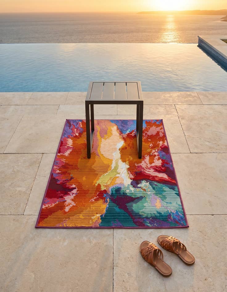 Detail image of 2' x 3' Easy-Clean Modern Indoor / Outdoor Rug