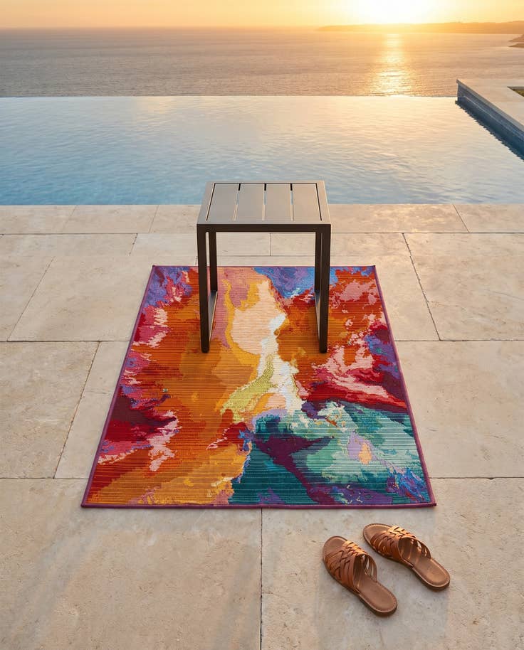 Detail image of 2' x 3' Easy-Clean Modern Indoor / Outdoor Rug