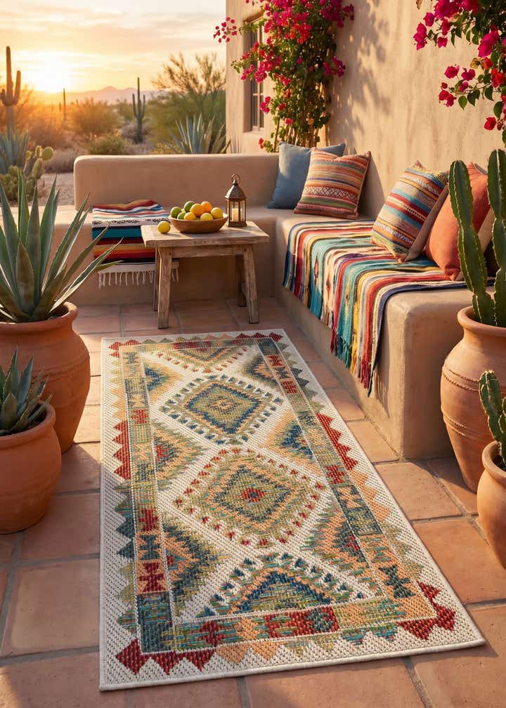 2' x 4' Easy-Clean Baja Indoor / Outdoor Runner Rug