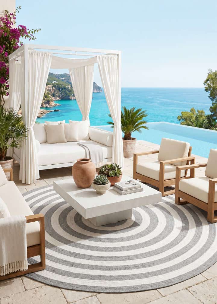 7' 10 x 7' 10 Easy-Clean Eco Verse Washable Indoor / Outdoor Round Rug