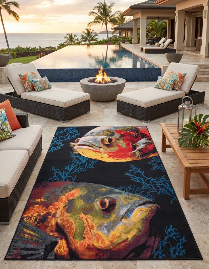 Detail image of 6' x 9' Easy-Clean Coastal Indoor / Outdoor Rug