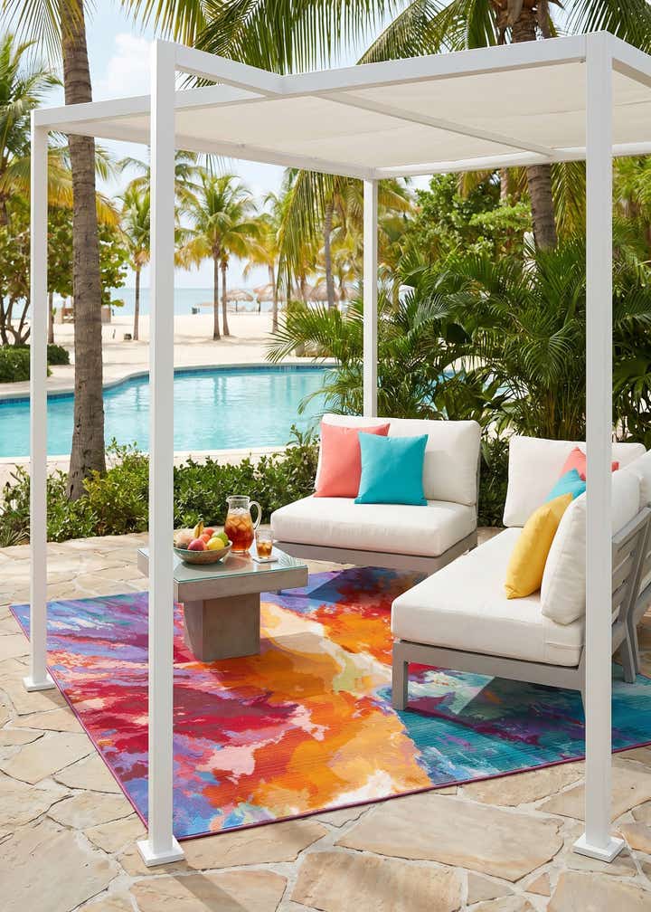 6' x 6' Easy-Clean Modern Indoor / Outdoor Square Rug