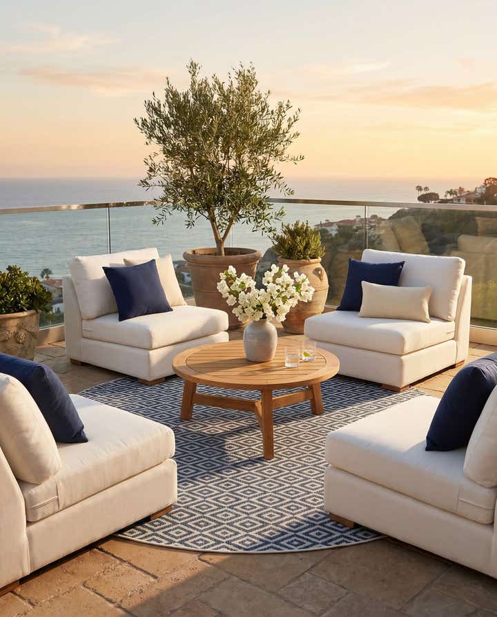 7' x 7' Easy-Clean Jill Zarin Indoor / Outdoor Round Rug