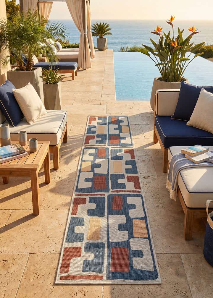 2' 7 x 12' Easy-Clean Baja Indoor / Outdoor Runner Rug