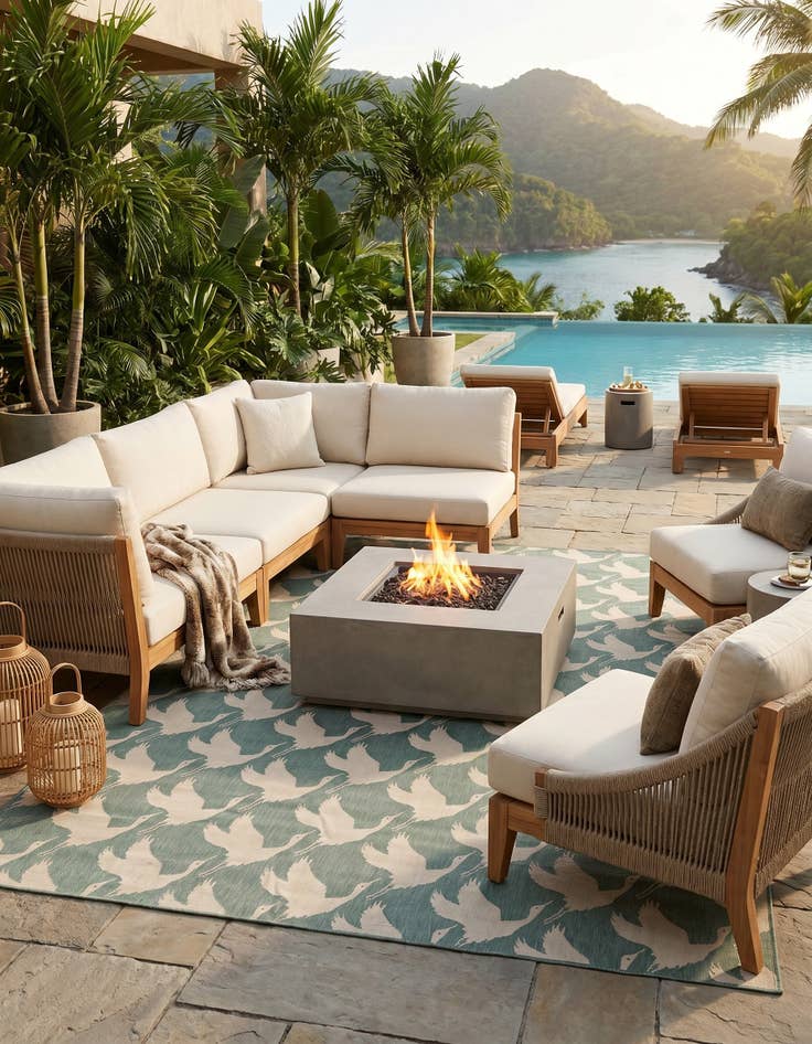 Detail image of 10' x 14' Easy-Clean Coastal Indoor / Outdoor Rug