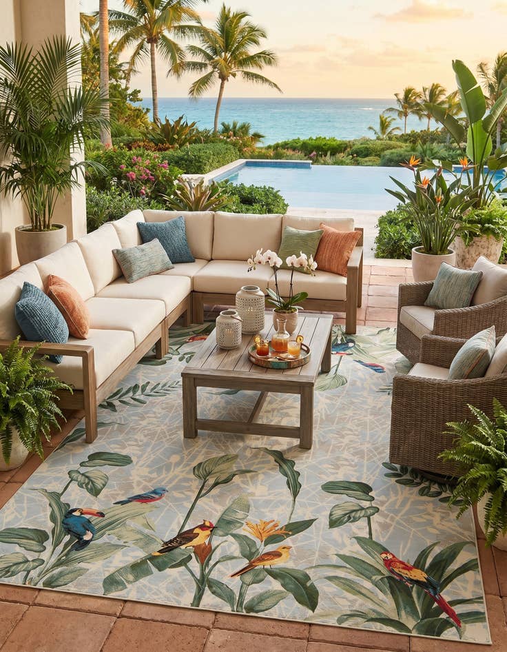 Detail image of 10' x 14' 2 Easy-Clean Botanical Indoor / Outdoor Rug