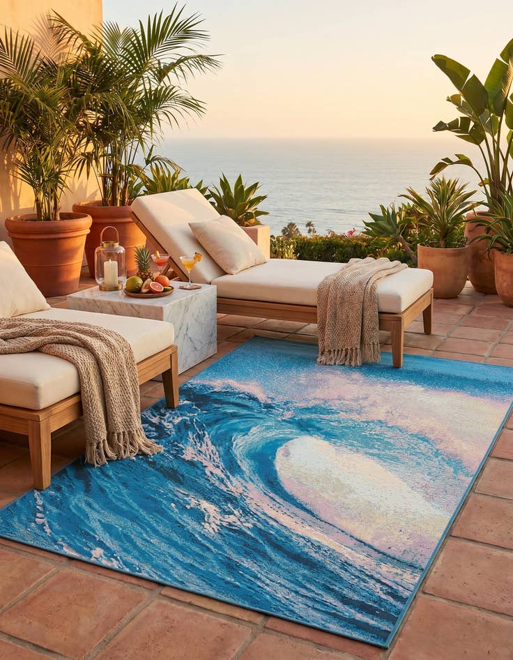 Detail image of 4' 1 x 6' 1 Easy-Clean Modern Indoor / Outdoor Rug