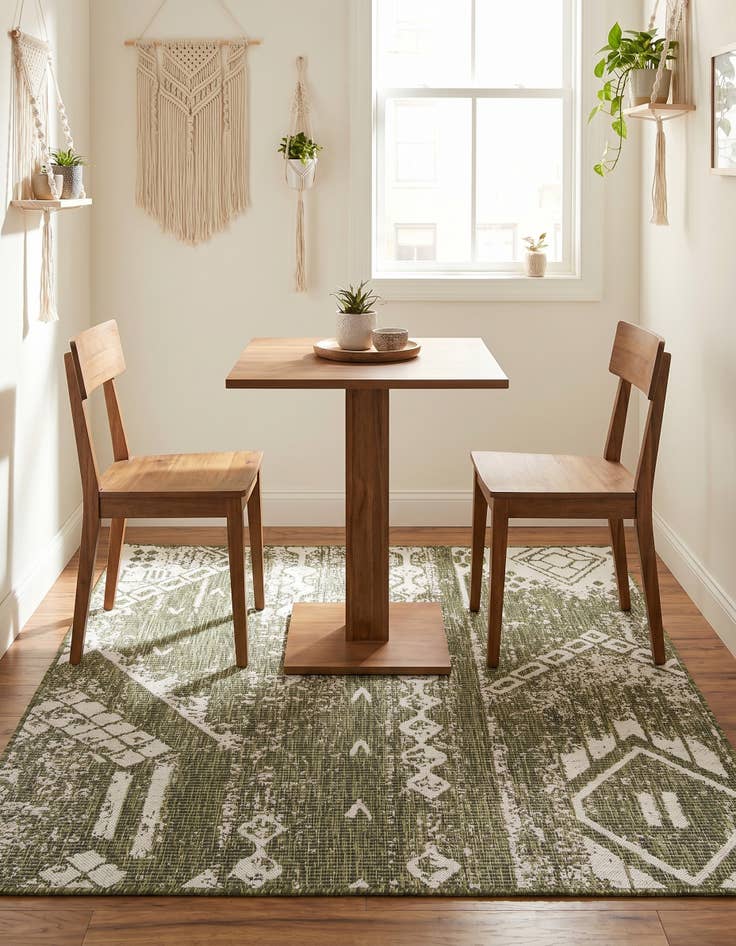 Detail image of 5' 3 x 5' 3 Easy-Clean Bohemian Indoor / Outdoor Square Rug