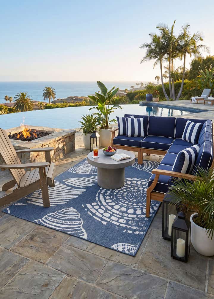 5' 3 x 8' Easy-Clean Coastal Indoor / Outdoor Rug