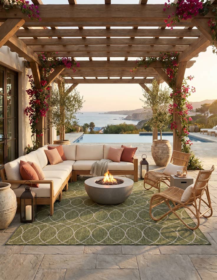 Detail image of 9' x 12' Easy-Clean Lattice Indoor / Outdoor Rug