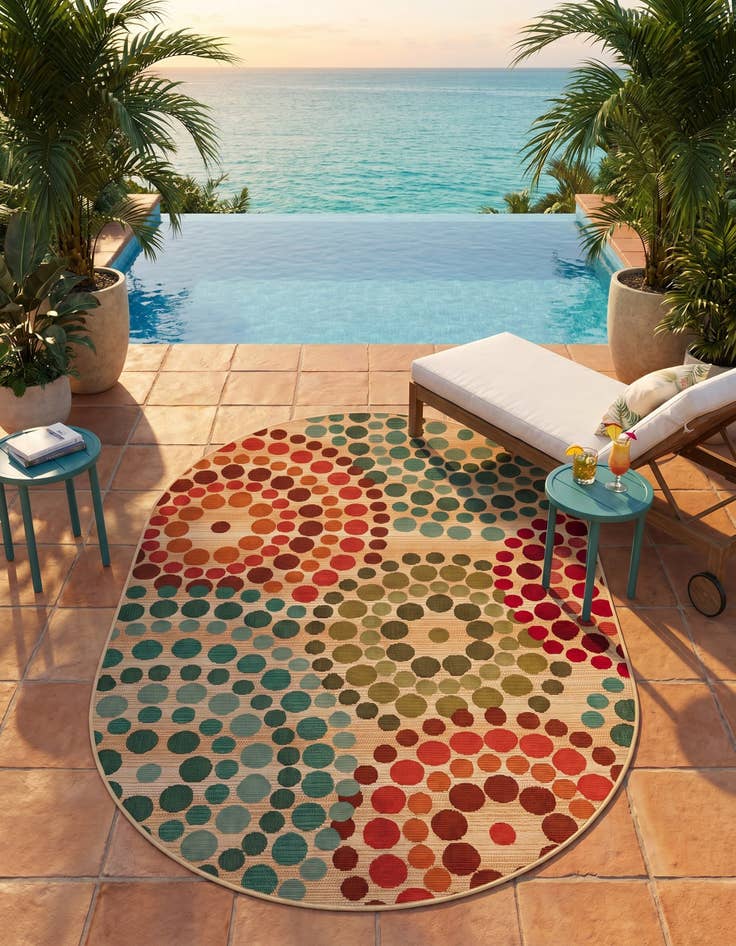 Detail image of 4' x 6' Easy-Clean Modern Indoor / Outdoor Oval Rug