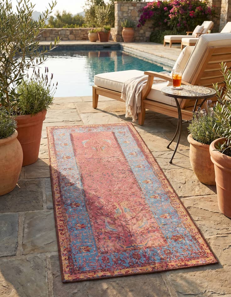 Detail image of 2' x 5' 1 Easy-Clean Traditional Indoor / Outdoor Runner Rug